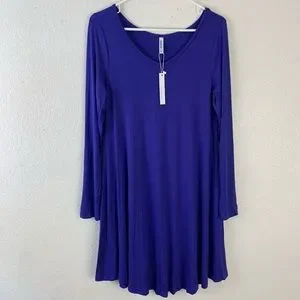 Dearcase Dresses | Casual Loose Fit T-Shirt Dress Long Sleeves Womens Size Large | Color: Blue | Size: L | Pm-88861345'S Closet
